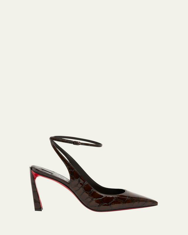 Condora Croc-Embossed Patent Leather Red Sole Pumps